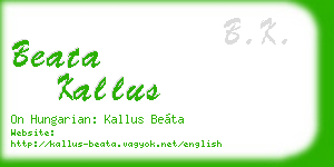 beata kallus business card